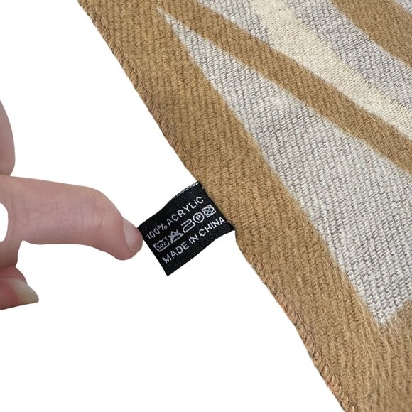 Leopard Print Rectangle Scarf Shawl Wrap Raw Hem Neutral Abstract OS Cozy Fall - Picture 7 of 7